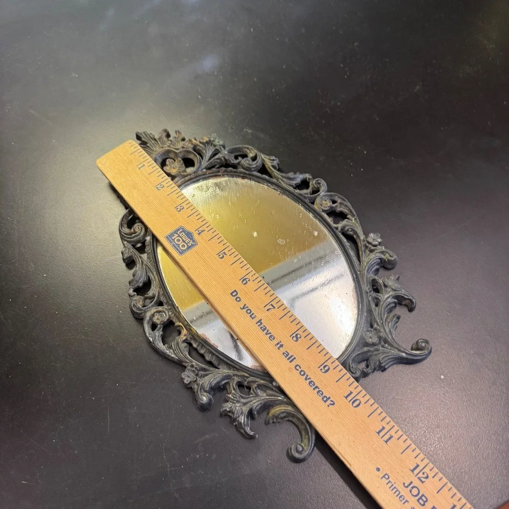 Wall Mirror Small Gold Black Ornate Baroque Floral Scrollwork